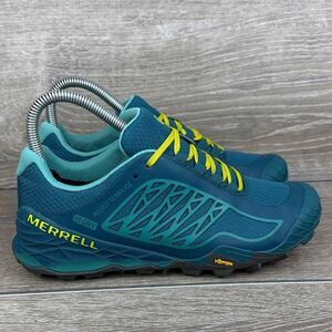 Merrell All Out Terra Ice Women’s Sz 6 Teal Lime Low Top Vibram Mountain Shoes